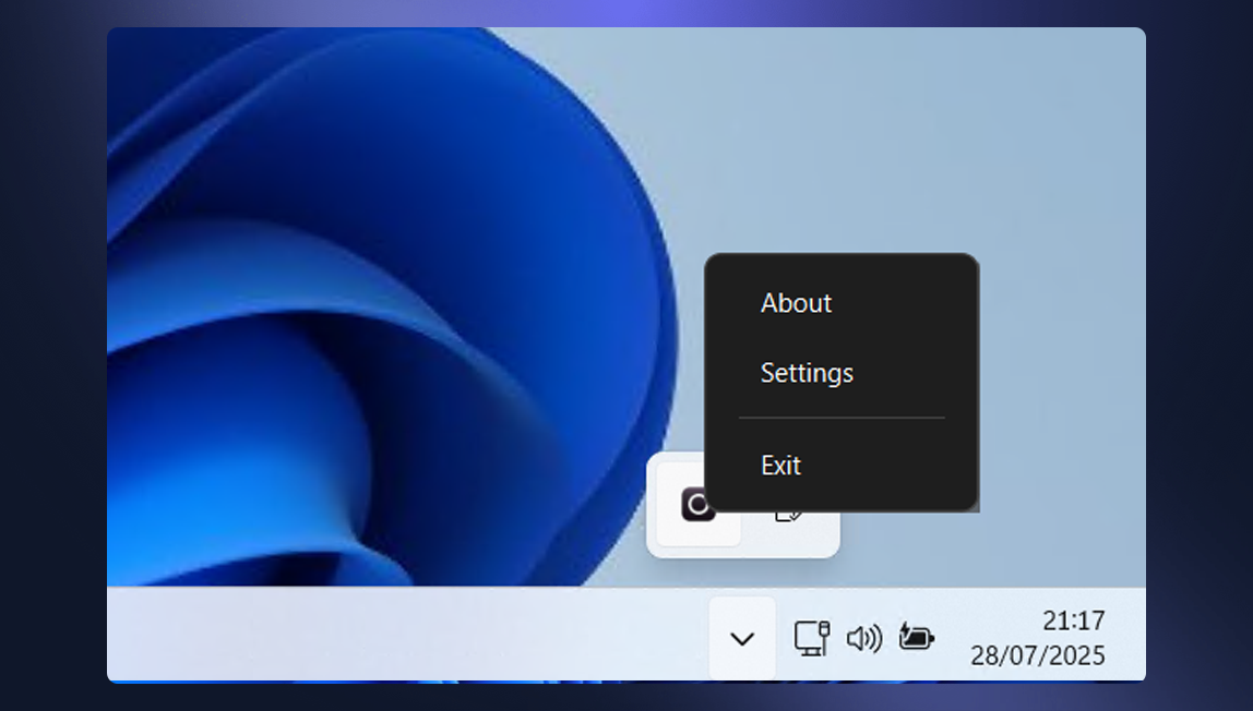 Screenshot of the initial settings window
