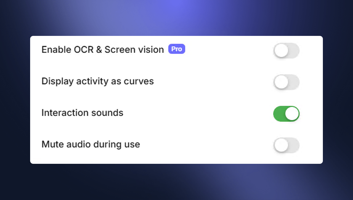 Screenshot of the initial settings window